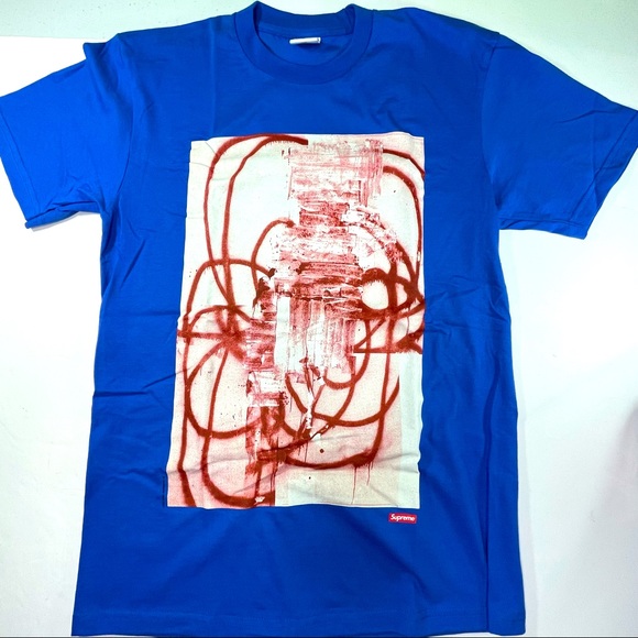 Supreme Other - Supreme Christopher Wool Art Print 2001 Tee Shirt in Royal Blue Mens Small